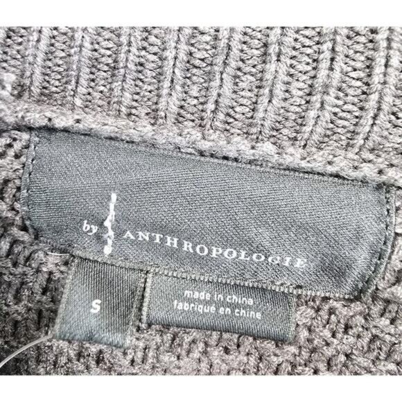 By Anthropologie Sweater Womens Small Gray Cable Knit Mock Neck Wide Arm - Picture 3 of 12